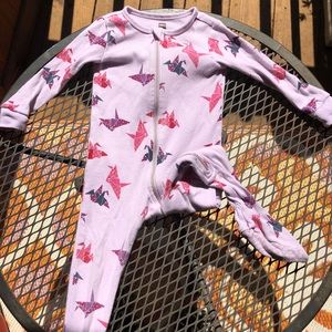 Tea Collection Footie Pajamas Paper Crane print